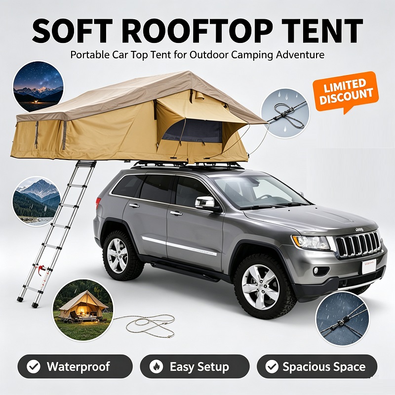 Roof Top Tent Soft Shell 3 Person - Tenda da tetto per 3-4 persone