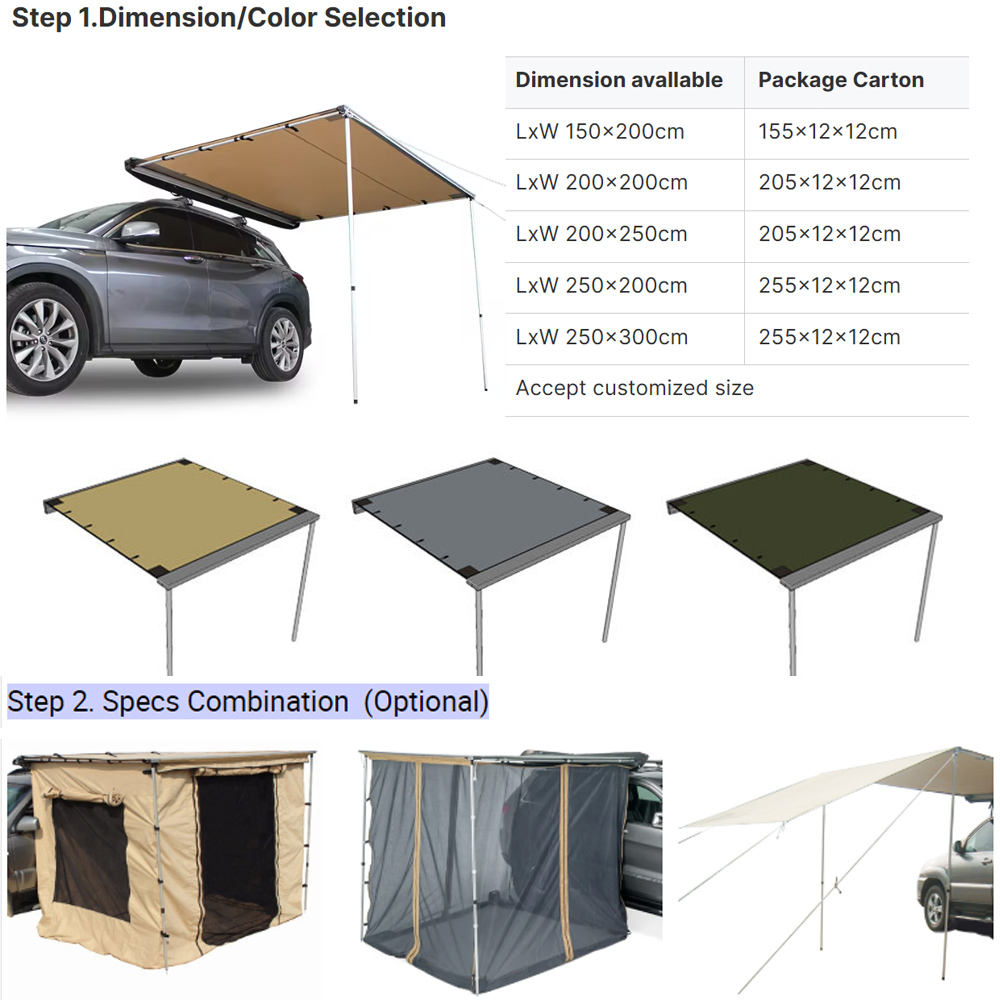 Nuovo Camper per Pickup 2.5m x - Car Awning 2.5M X 2.5M recensione e prezzo